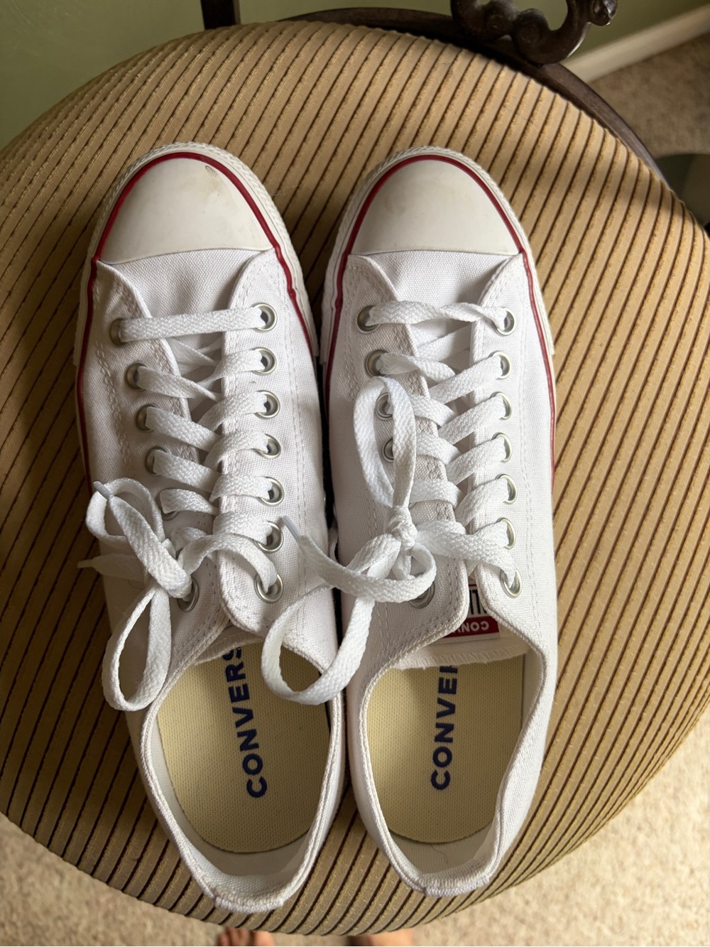 Converse Chuck Taylor Low Top Sneakers White with Red Trim